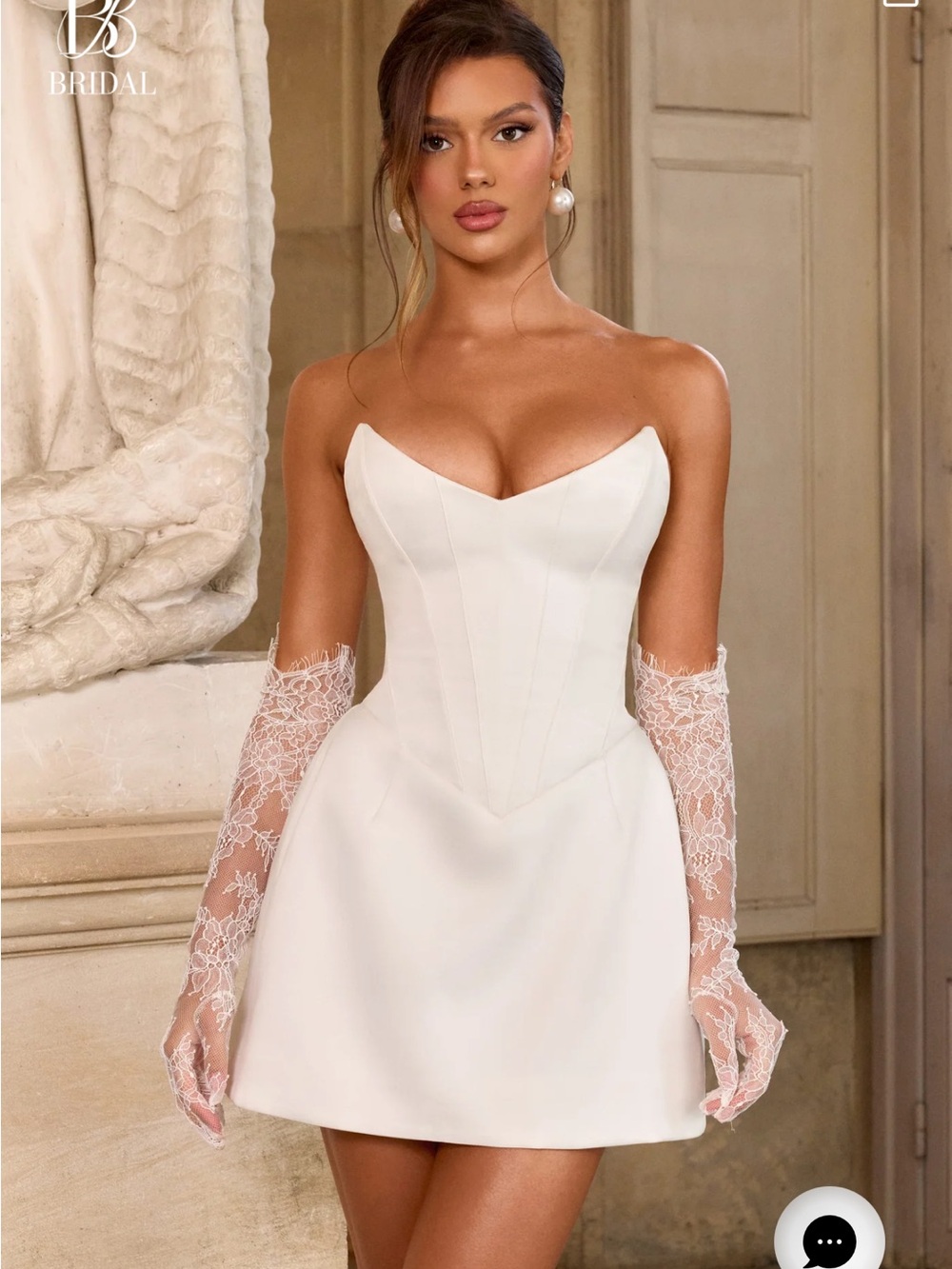 Strapless Bridal Mini Dress in Ivory by Babyboo bridal